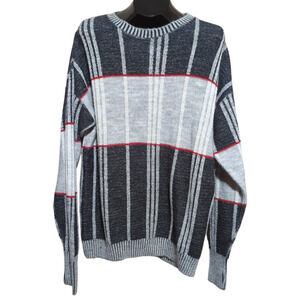 JERSILD Vintage Gray Striped Cosby Sweater Men's Size 2X Tall 90s Late 80s